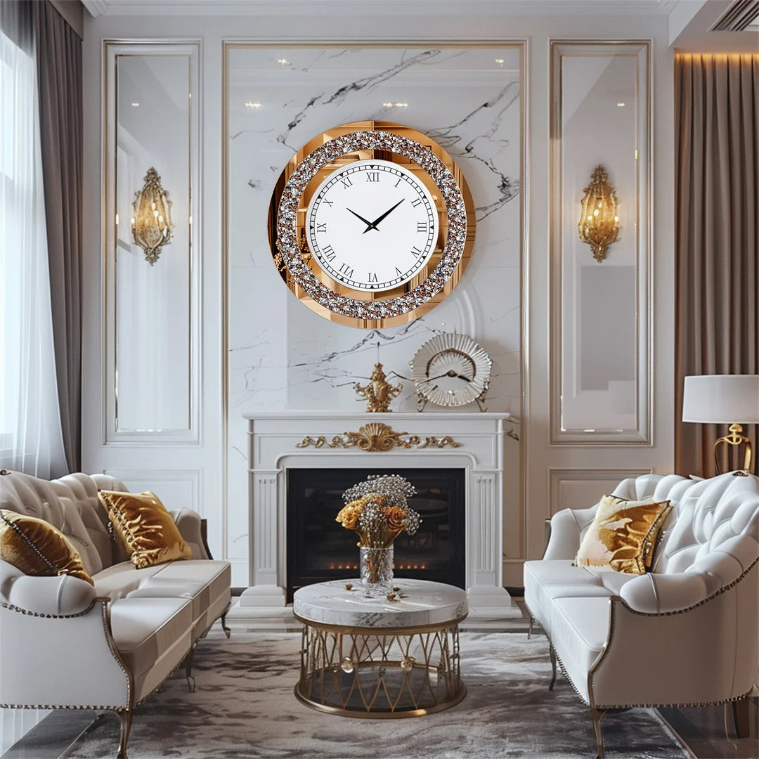 LUVODI 32inch Large Diamond Crystal Modern 3D Wall Clock Living Room Kitchen Bedroom Hall Clock with Roman Numerals by S And B Enterprise