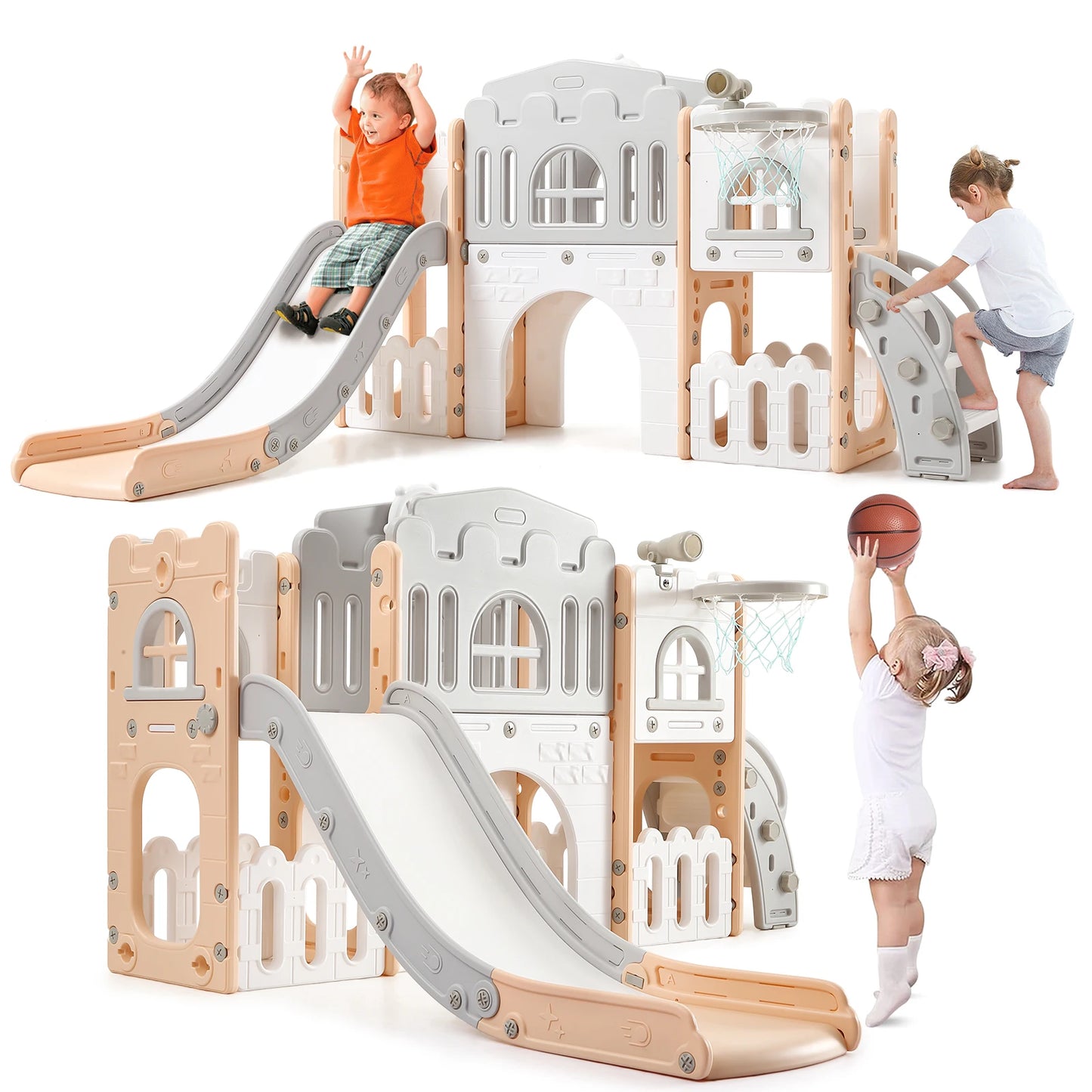 8 In 1 Toddler Slide Indoor Playground Playset
