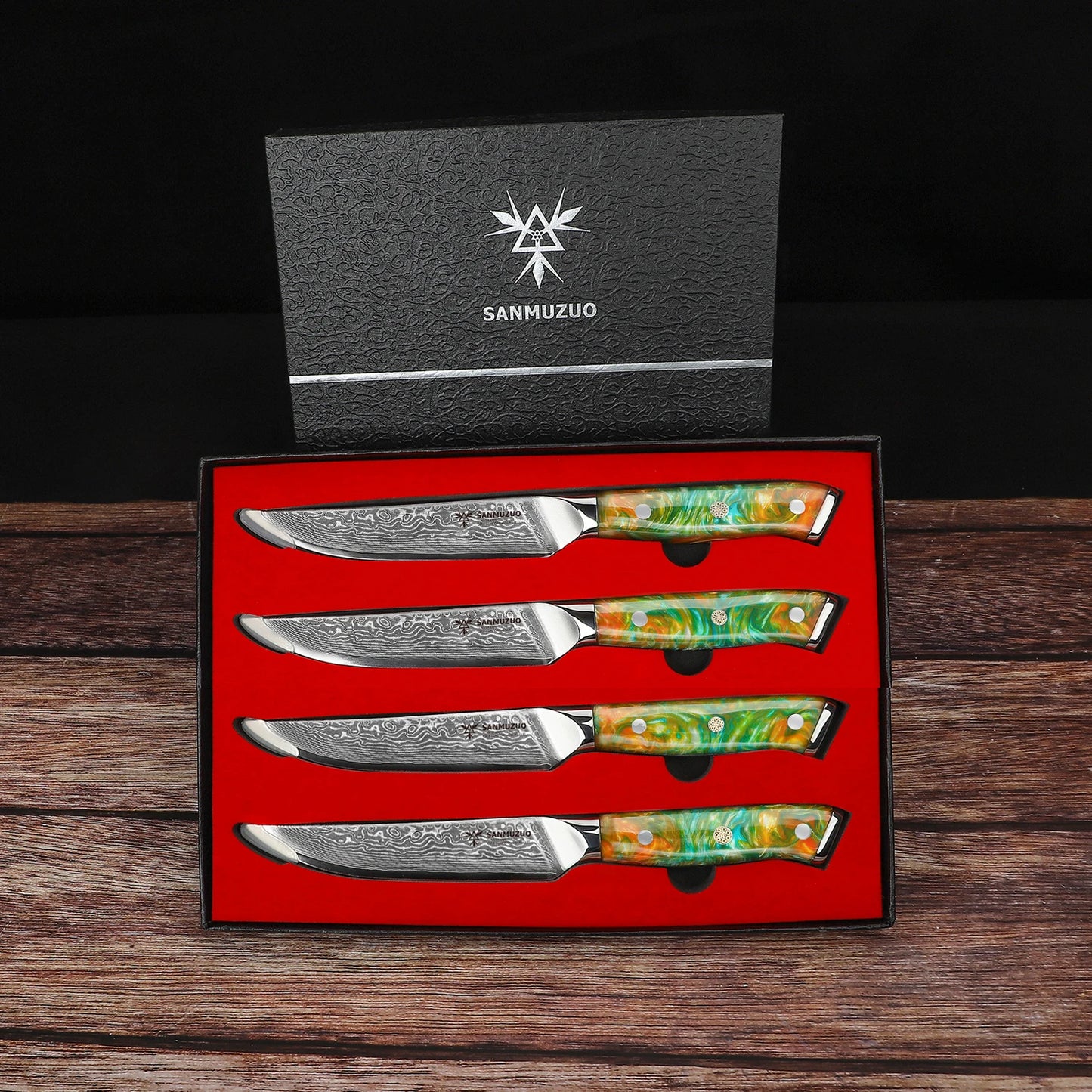 SANMUZUO Damascus Steel 4-Piece Steak Knife Set Ultra Sharp
