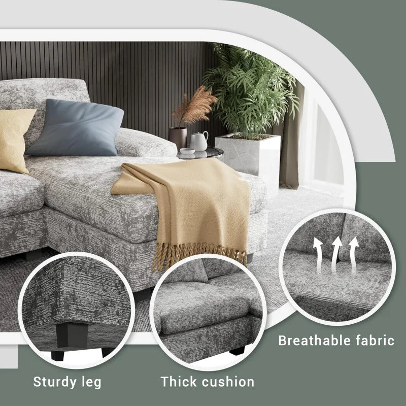 Convertible Sectional Sofa U Shaped Modern Fabric Sleeper