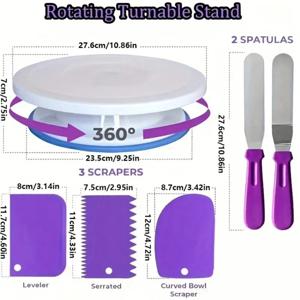 Cake Decorating Kit With Turntable And Piping Tips