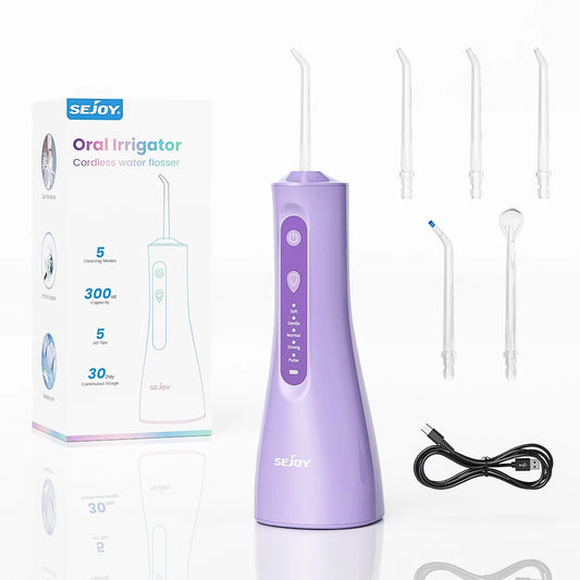 Sejoy Electric Water Flossers Oral Irrigator 5 Modes Portable Rechargeable by S And B Enterprise
