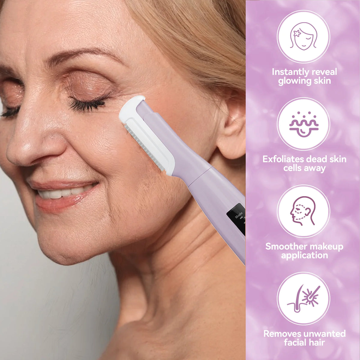 S And B Enterprise Sonic dermaplane razor for women with lavender handle and replaceable blades