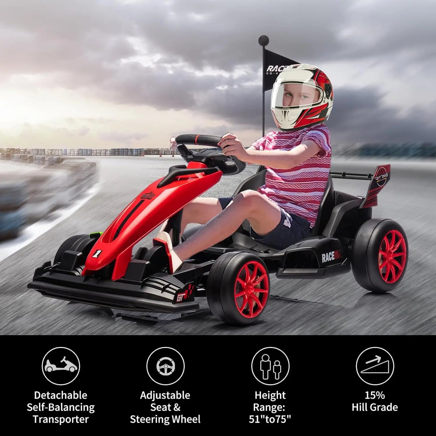 Electric Drift Kart For Kids 24V 300W Riding Toy Safe