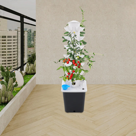 7-Tier Hydroponic Tower With 35 Holes For Indoor Gardening