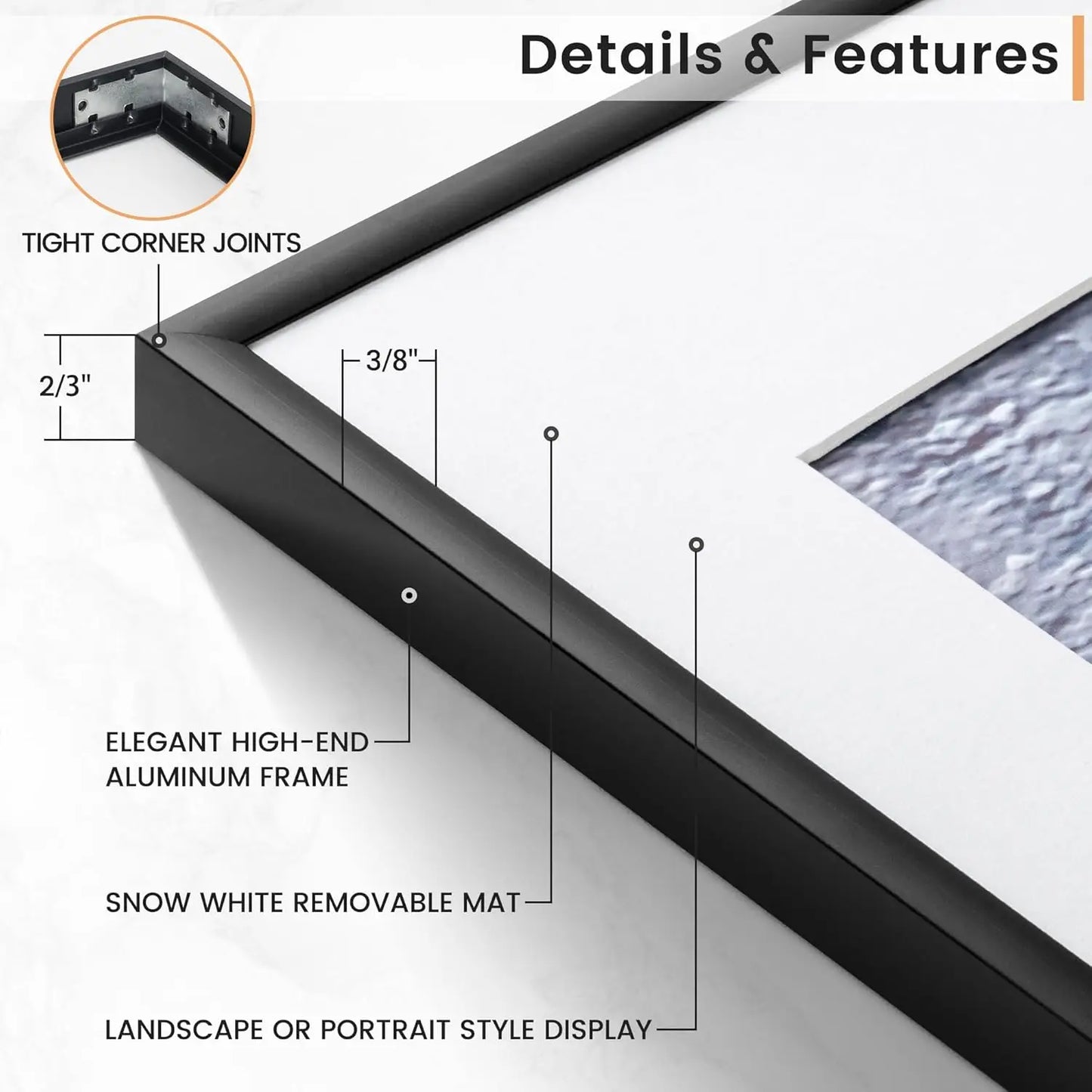 Aluminum Picture Frames Set, Modern Multi-Frame Wall Display