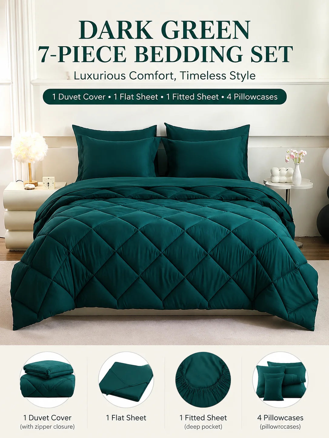EasYum Bedding Sets 5 To 7 Piece Comforter Sheet Pillowcases by S And B Enterprise