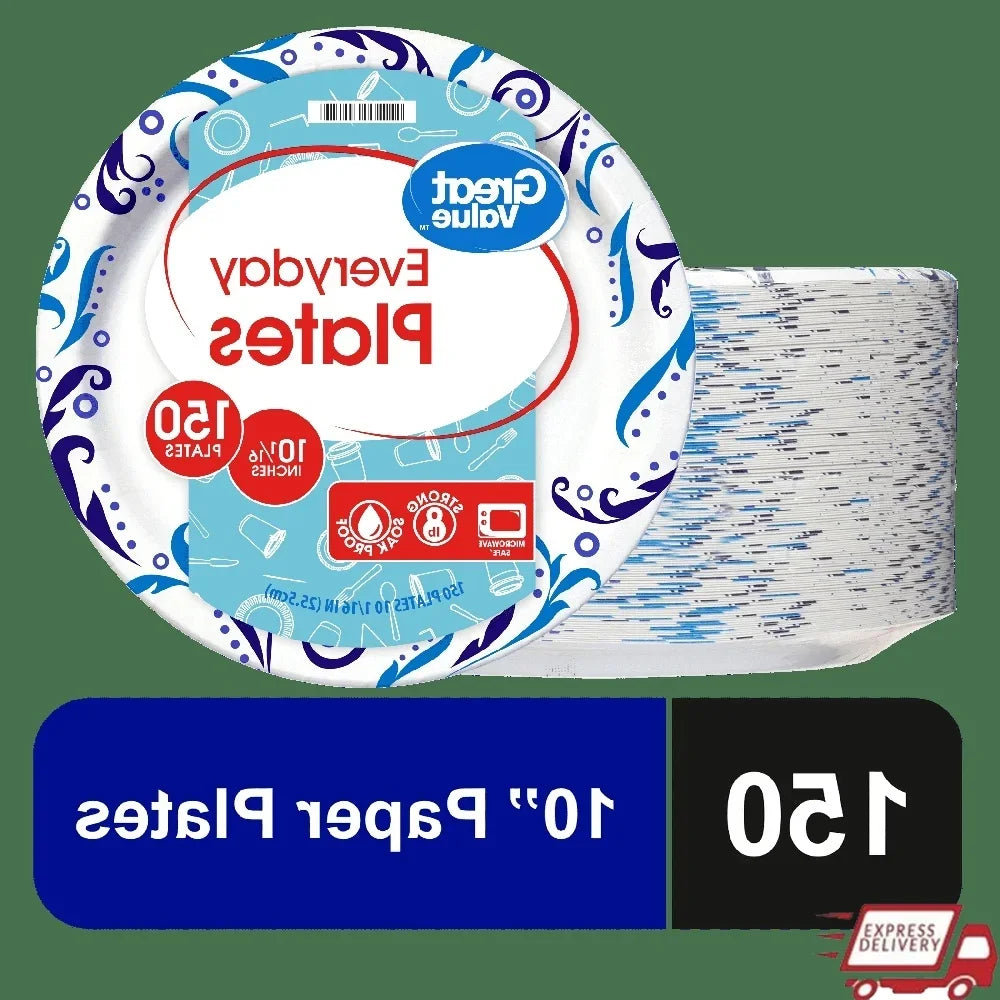 Everyday Disposable Paper Plates Soak Proof Microwave Safe