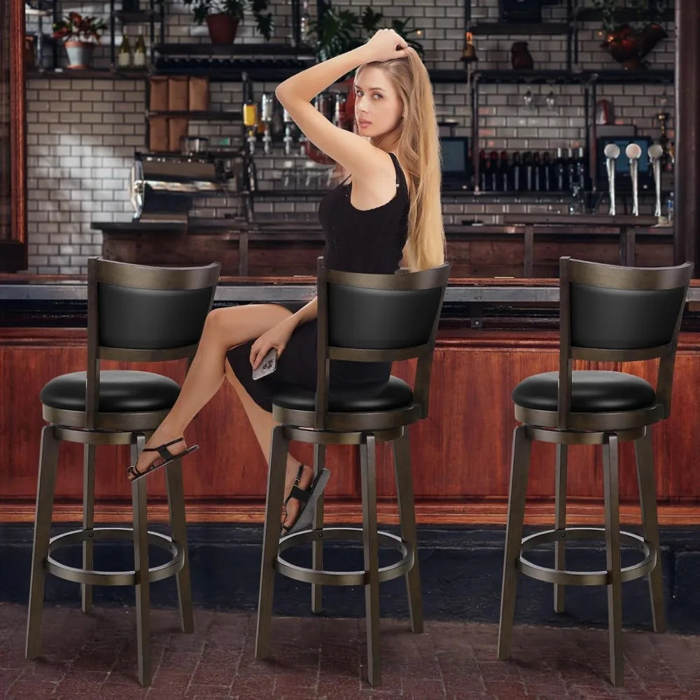 Swivel Bar Stools Set Of 2 With Ergonomic High Back