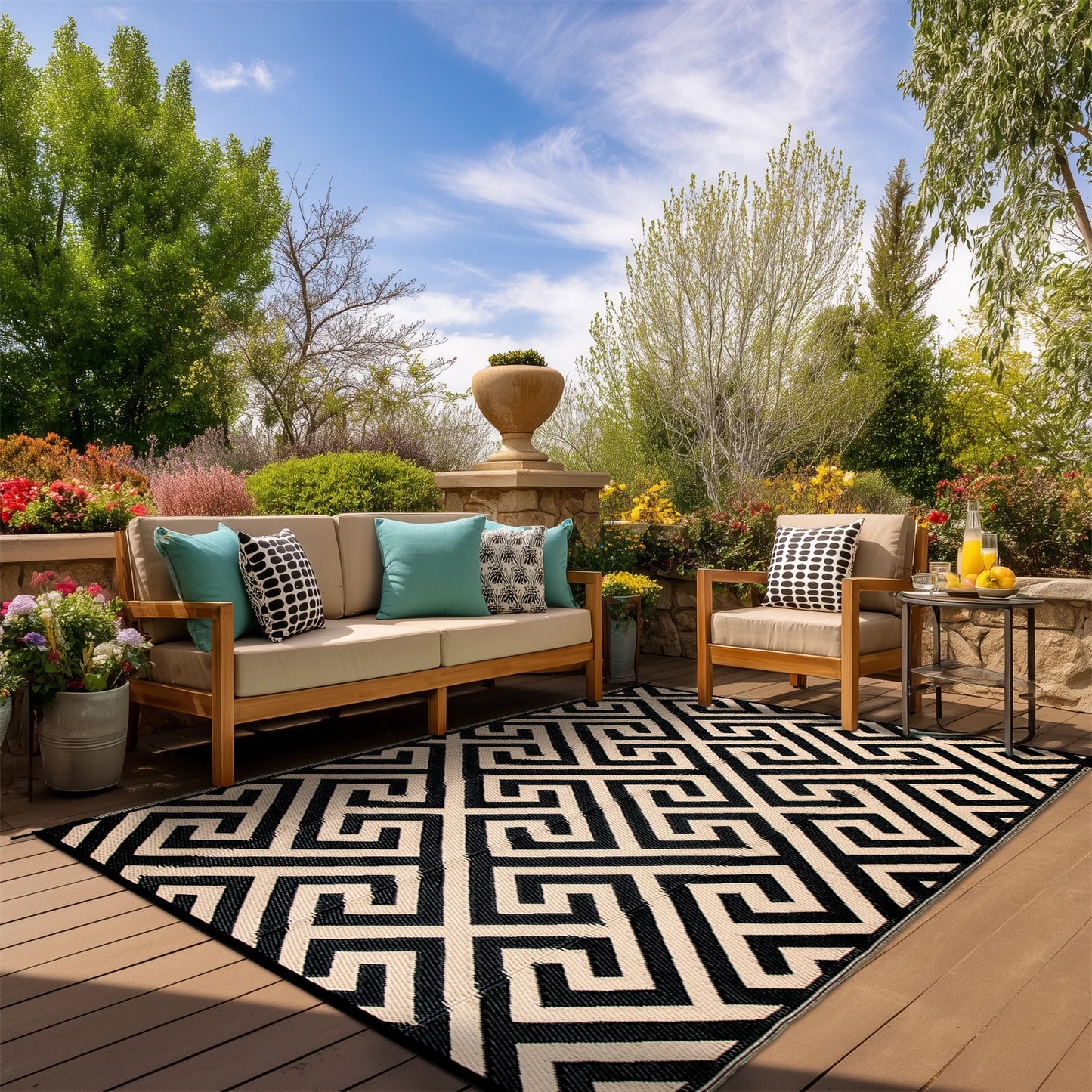 Outdoor Reversible Waterproof Rug For Patio Deck Balcony And RV by S And B Enterprise