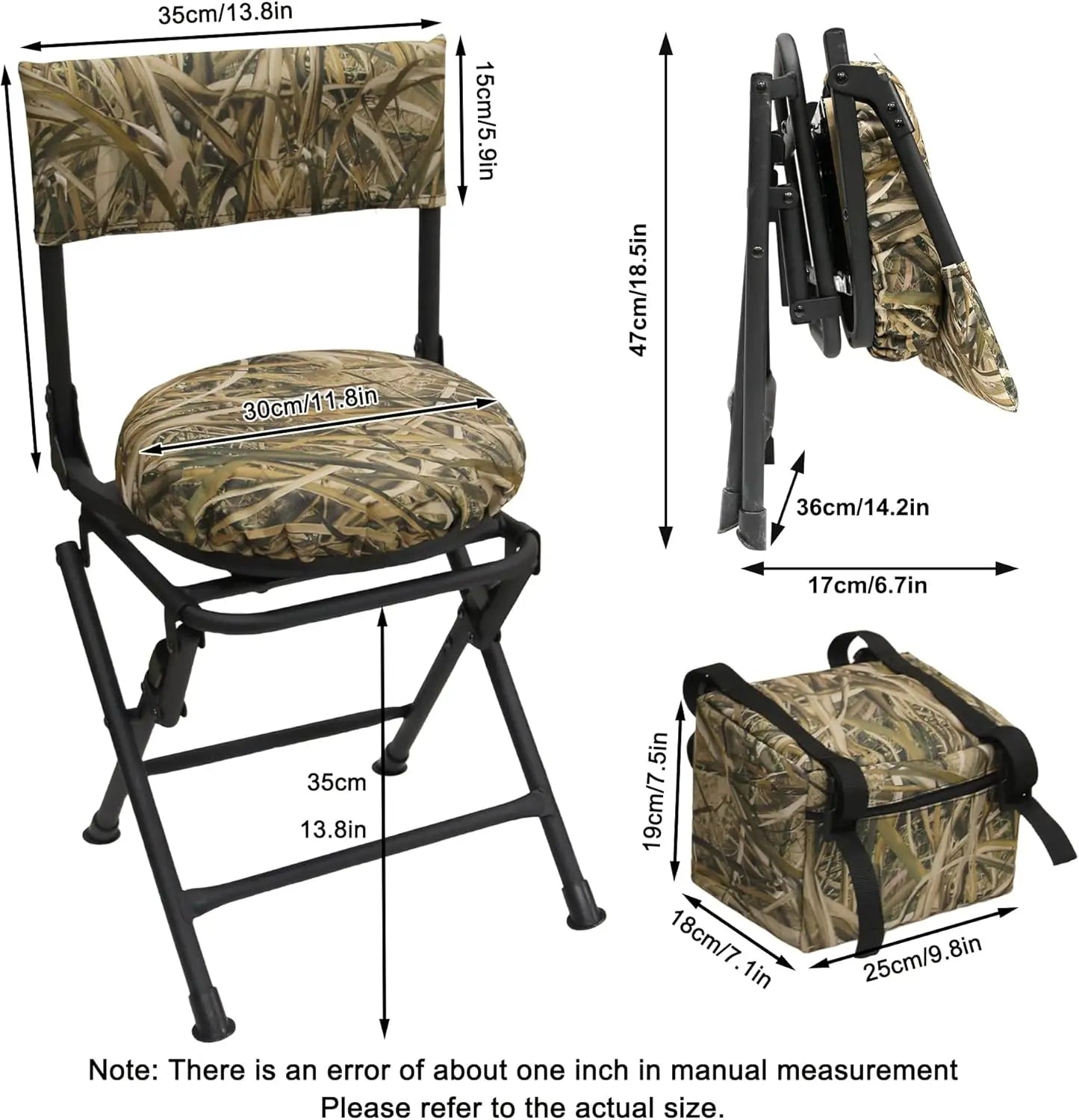 360 Degree Swivel Hunting Chair For Ground Blinds Folding Seat