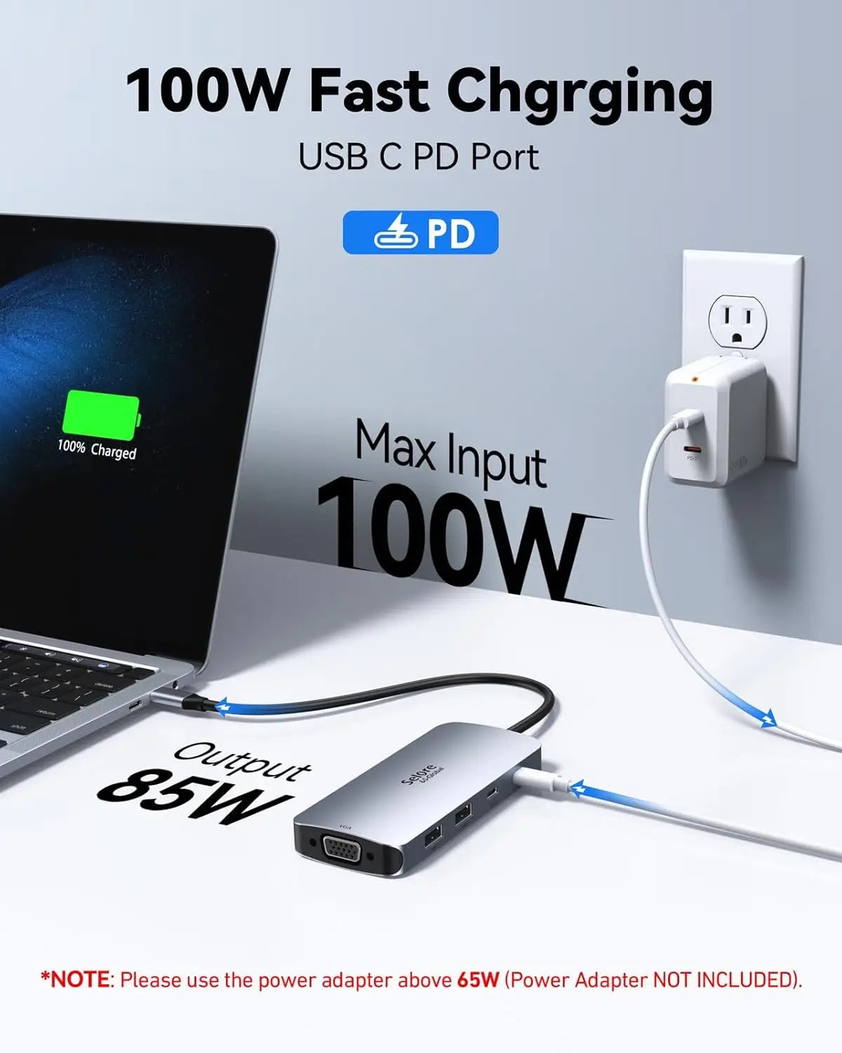 USB C Docking Station With Dual DisplayPort HDMI VGA PD Charging