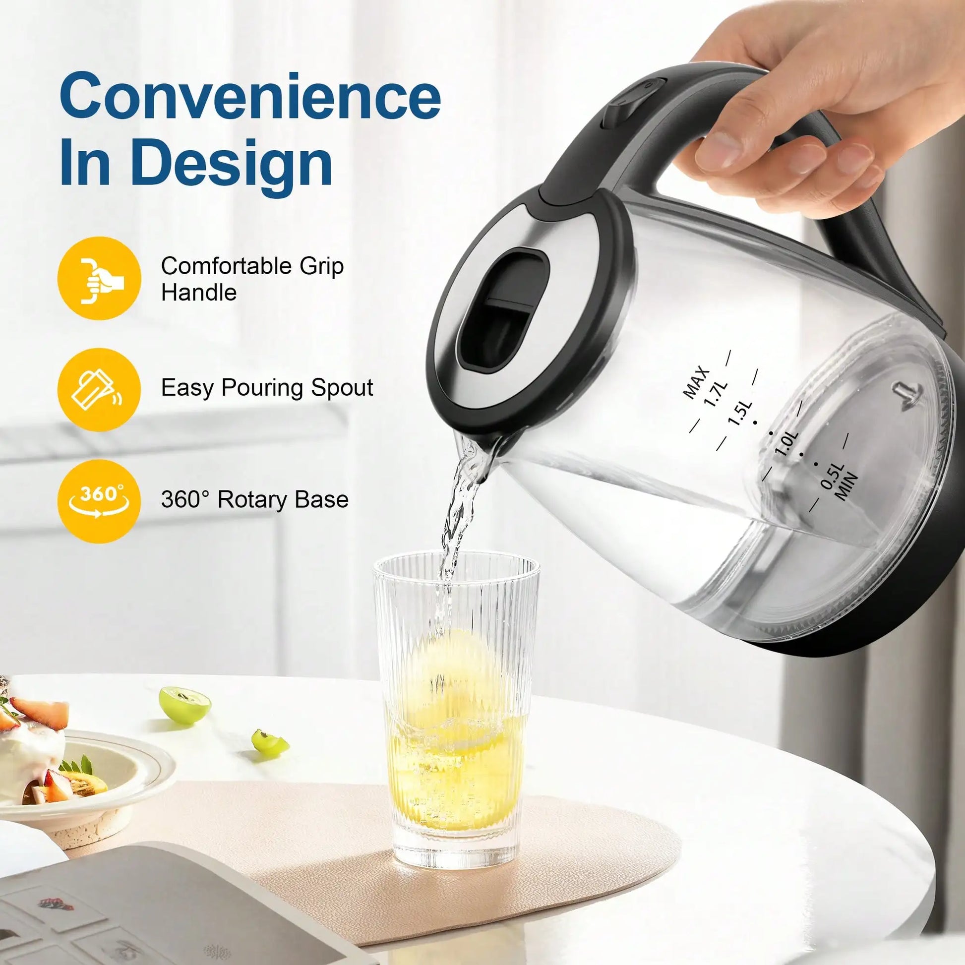 Glass Electric Kettle With LED Light Auto Shut Off And Boil Dry Protection by S And B Enterprise