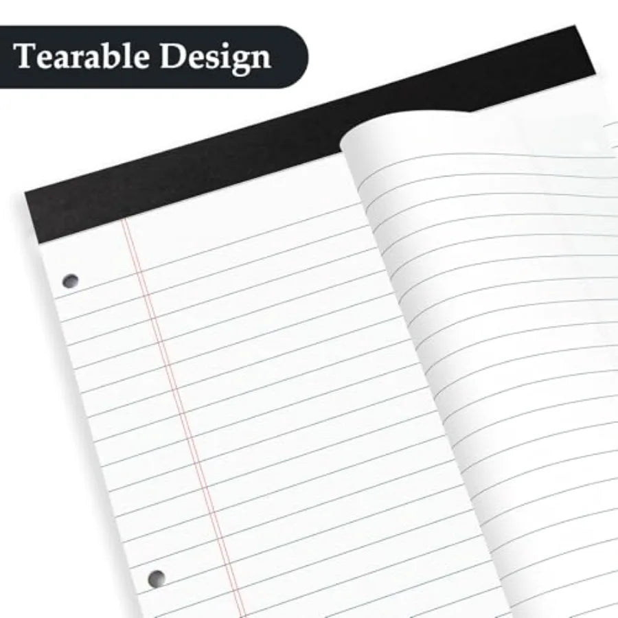 HAUTOCO 2 Pack 8.5 x 11 Legal Pads White Wide Ruled Notepads Perforated Writing Pads, 30 Sheets Per Notepad, 3-Hole Punched Pap by S And B Enterprise