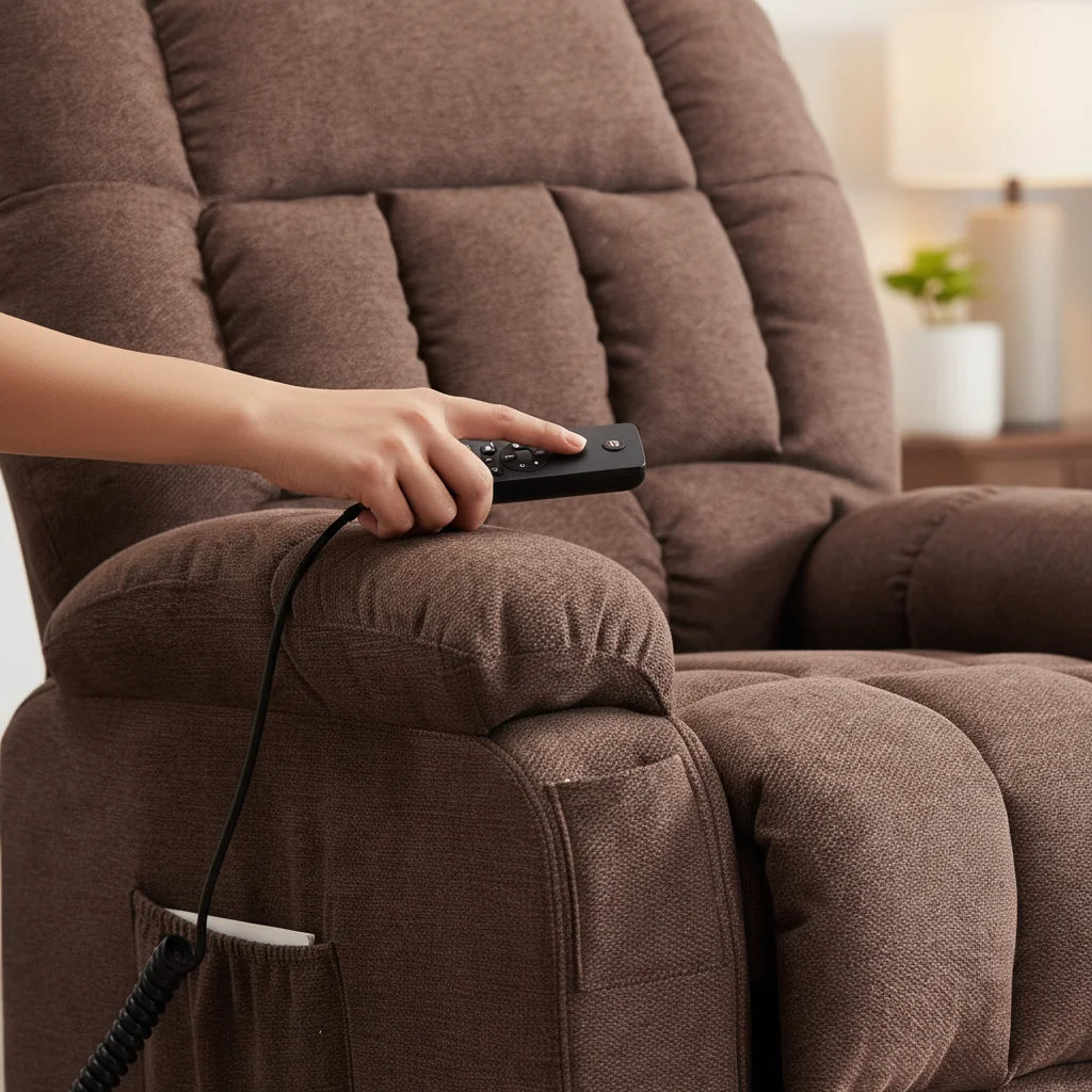 Power Lift Recliner Chair With Massage And Remote Side Pockets