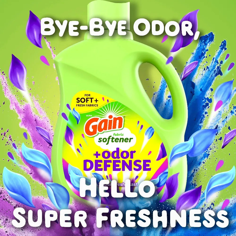 Gain Odor Defense Liquid Fabric Softener, Long Lasting Freshness & Odor Protection, Super Fresh Blast Scent, 35 fl oz, 48 Laundry Loads by S And B Enterprise