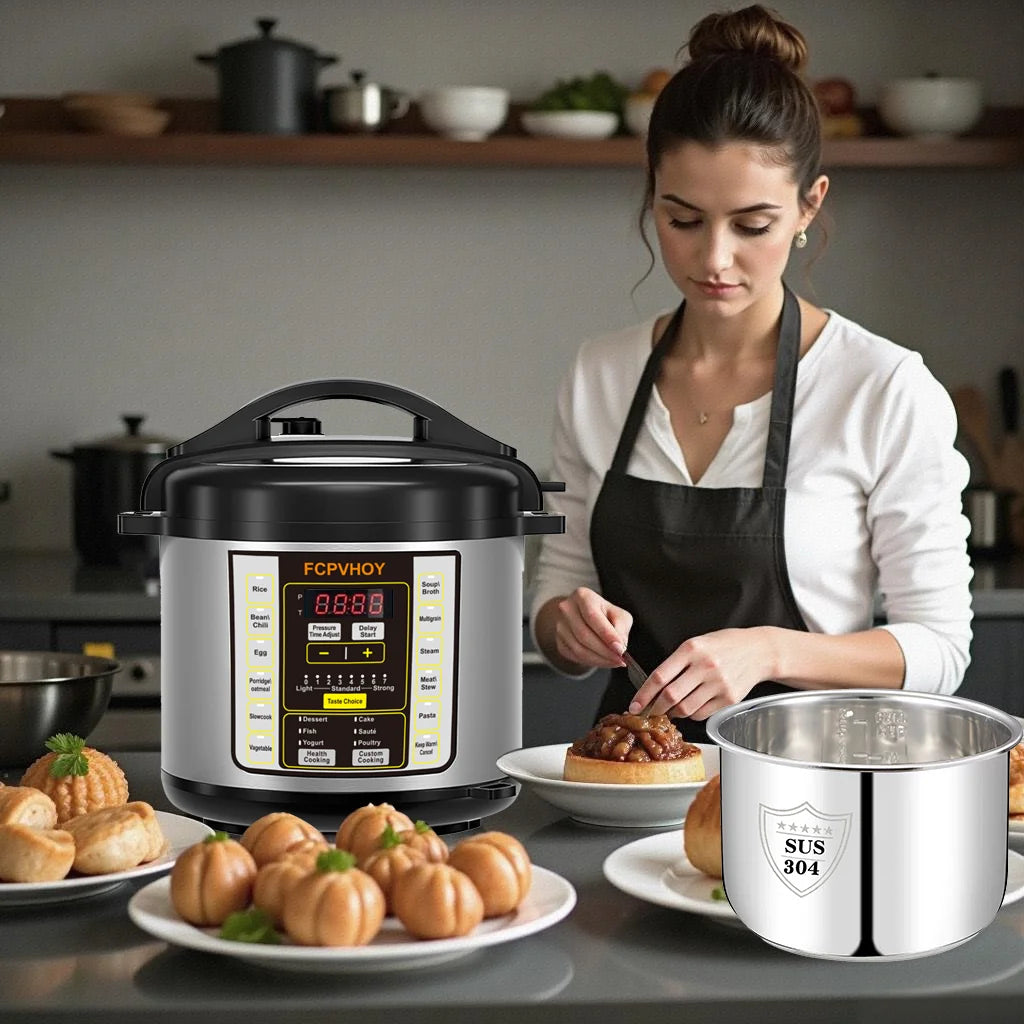 Electric pressure cooker 6 Qt 9-in-1 with stainless steel 304 liner by S And B Enterprise