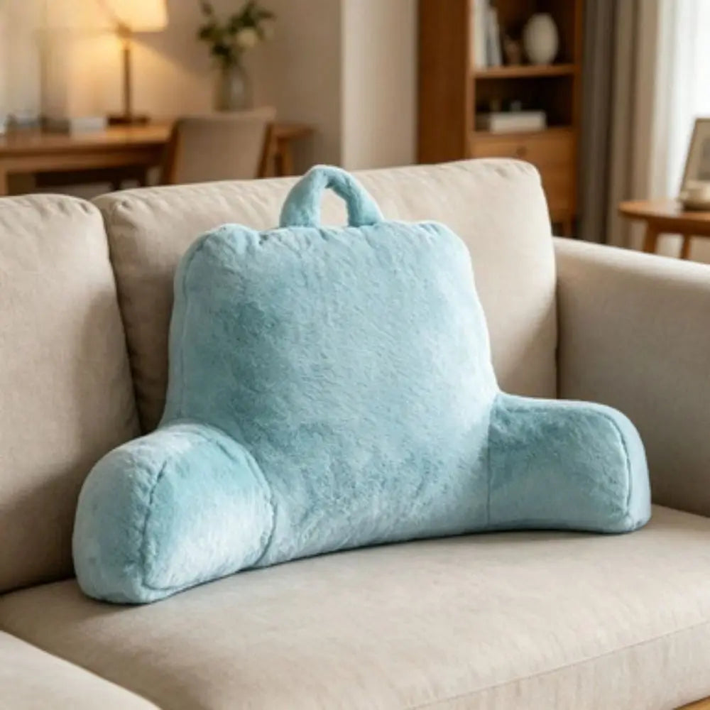 Faux Fur Plush Backrest Pillow With Memory Foam Support by S And B Enterprise