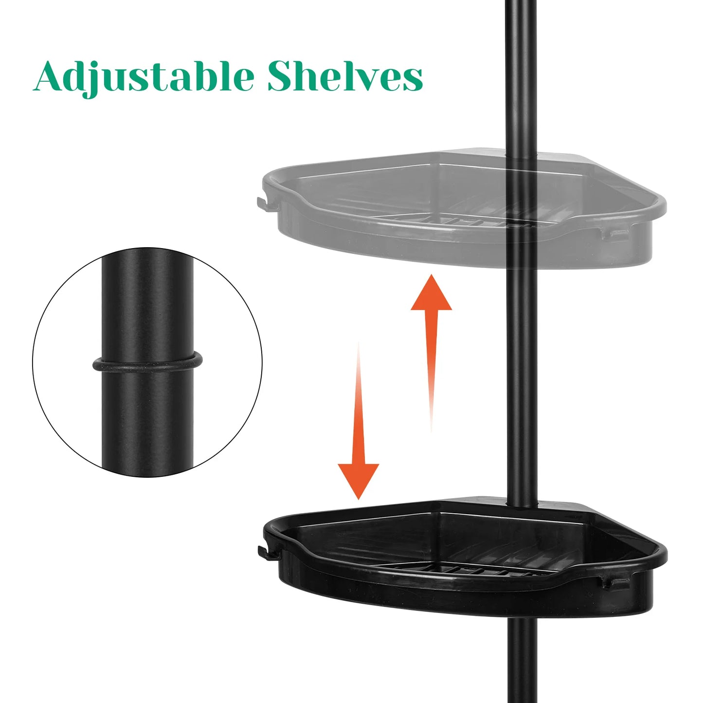 HiMISS Corner Shower Caddy With Tension Pole 4-Tier Shelves