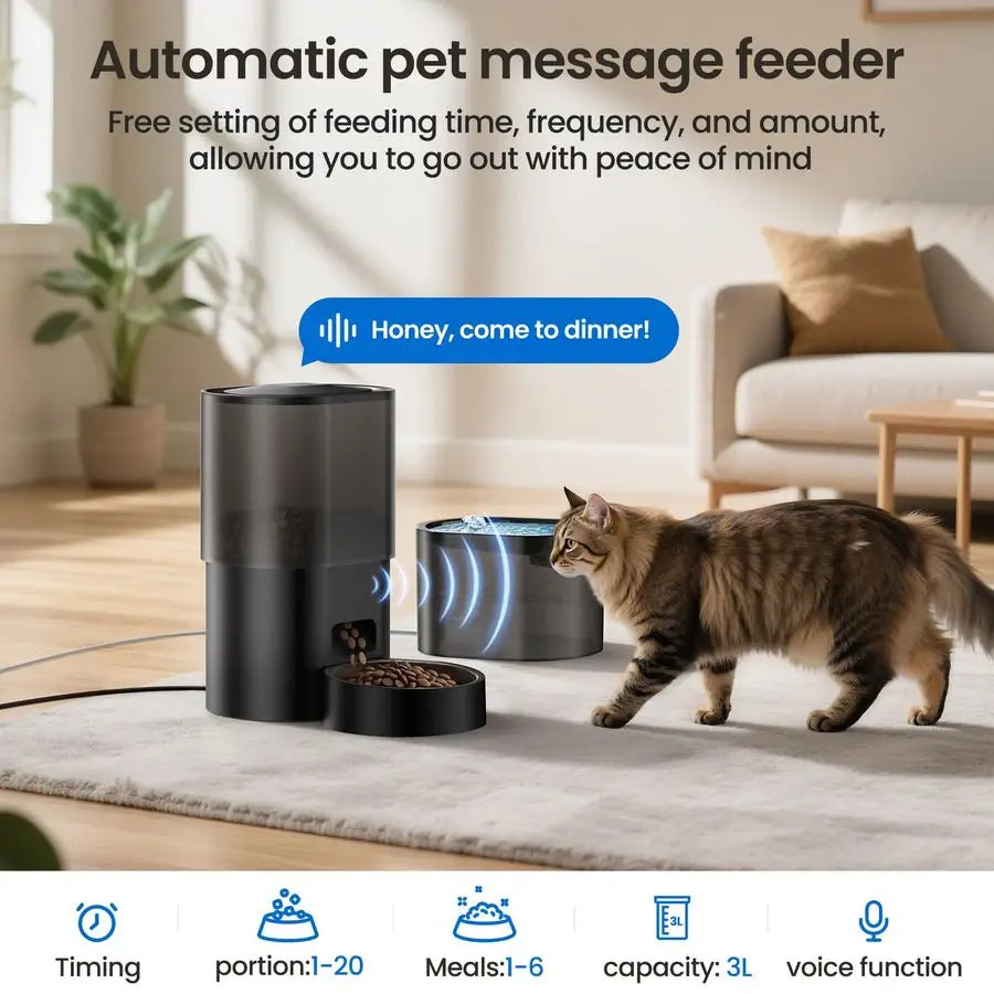 Cat Feeder And Water Fountain 5G WiFi Dispenser With App