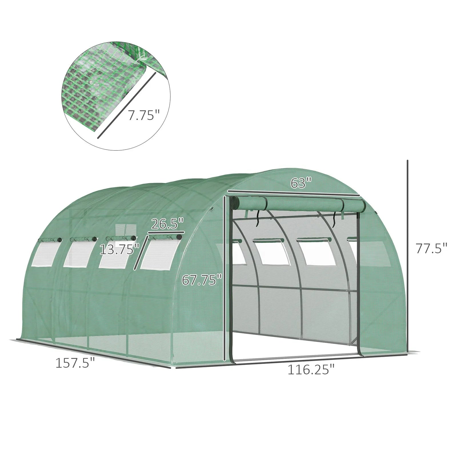 Tunnel Greenhouse With Mesh Doors Galvanized Steel Frame by S And B Enterprise