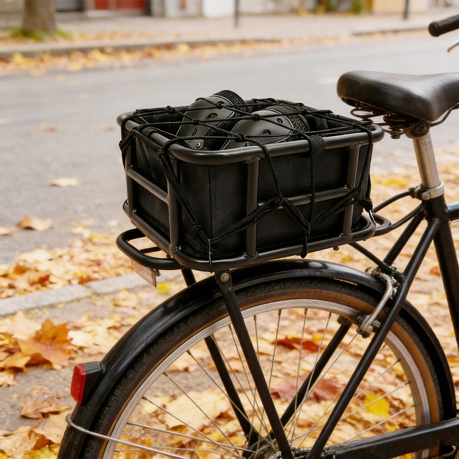 42x32x15cm/32.5x28.5x15cm Bicycle Basket Rear Bike Basket with Luggage Net and Basket Inner Liner 27kg/60 lbs Load-bearing Capacity by S And B Enterprise