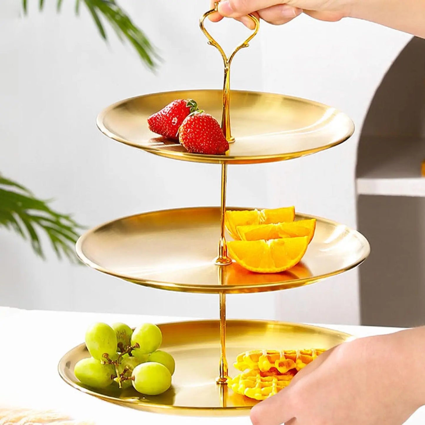 3 Tier Dessert Stand with Gift Box, Ready-to-Gift Stainless Steel Food Tray for Holidays, Buffet Serving Platter for Home Kitchen and Restaurant Use