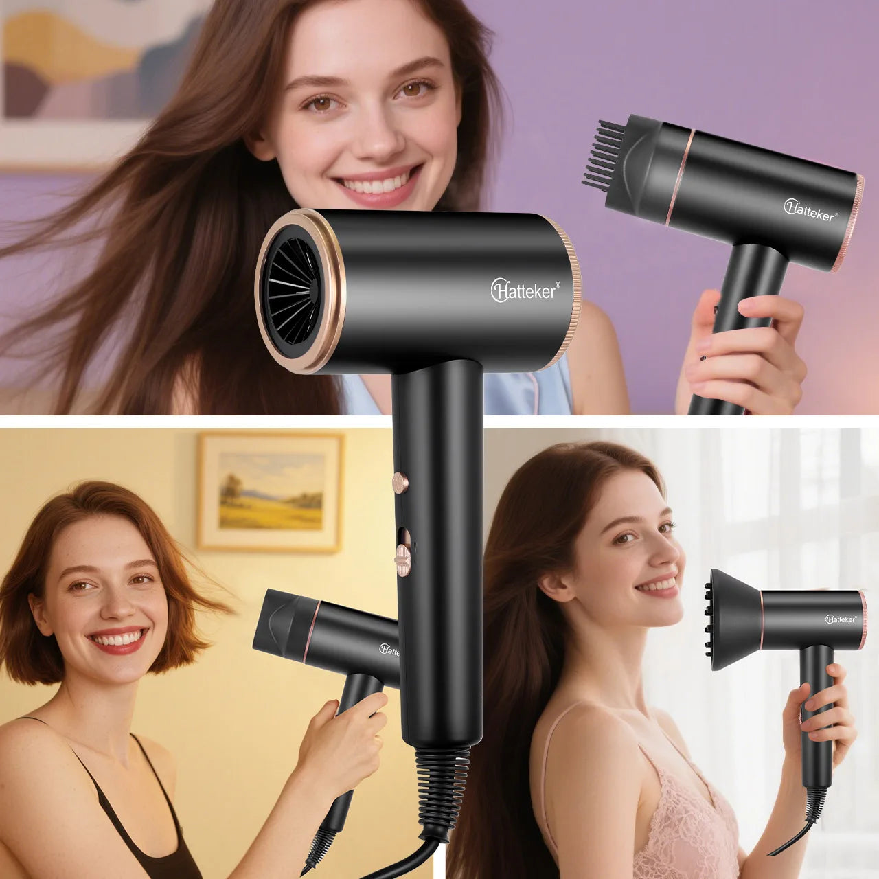 Hatteker High-Power Hair Dryer for Home Use Cold And Hot Air Student Dormitory Electric Blow Dryer Hairdryer
