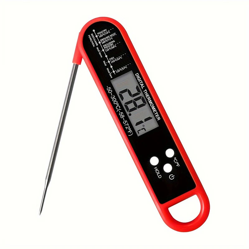 BBQ digital meat thermometer S And B Enterprise, red housing with stainless steel probe