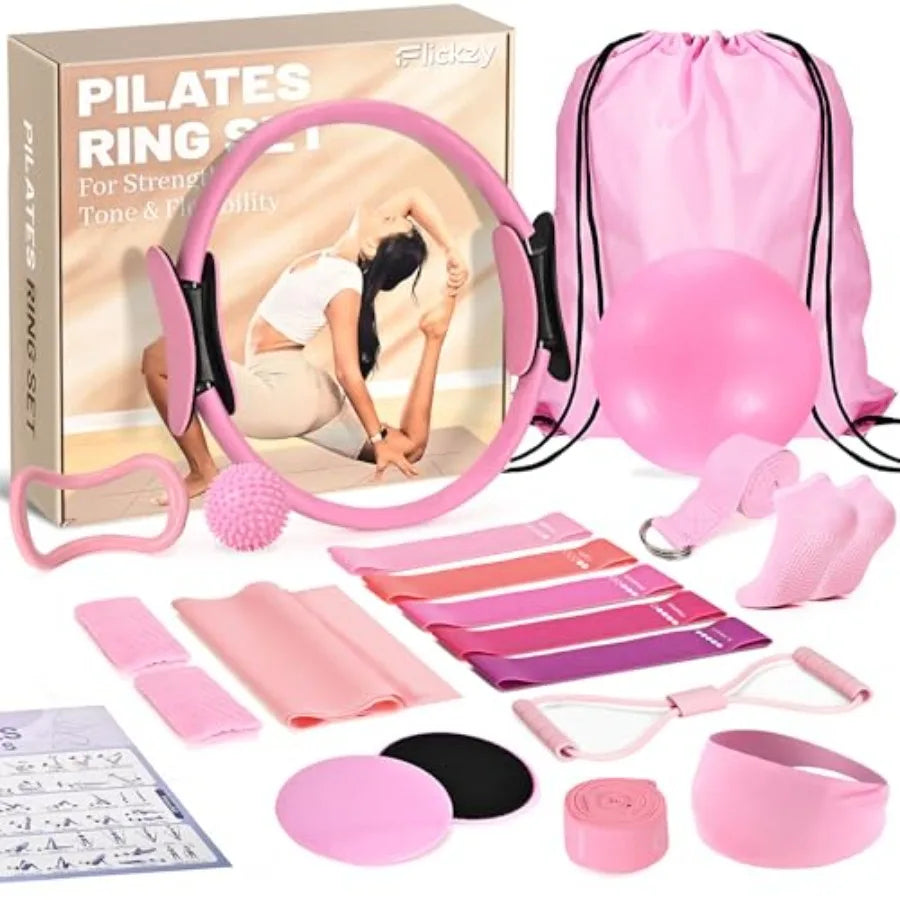 Pilates Ring Set for Women, Pilates Set with Magic Circle, Ball and Resistance Bands, Pilates Kit for Home Workout, Pilates Equ by S And B Enterprise