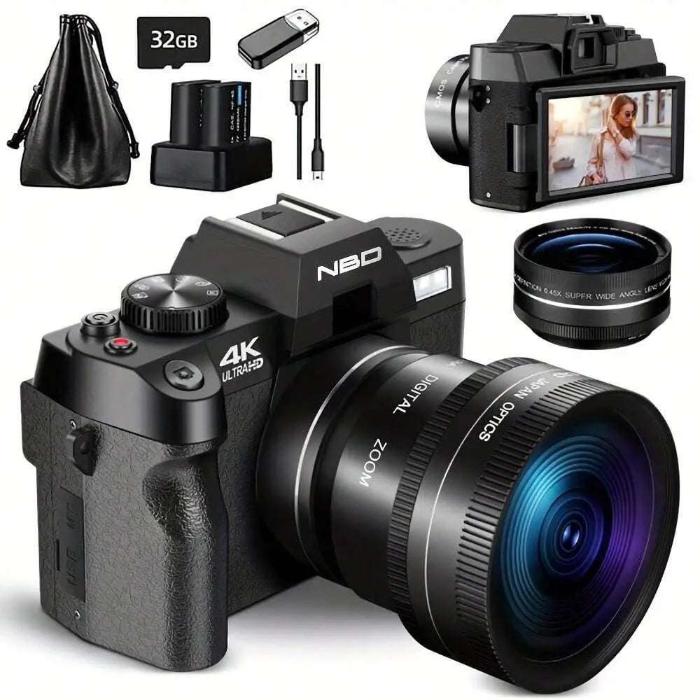 NBD Digital Camera 48MP 60FPS Video Camera For Vlogging, WiFi App Control Vlogging Camera, Small Camera With 32GB TF Card by S And B Enterprise