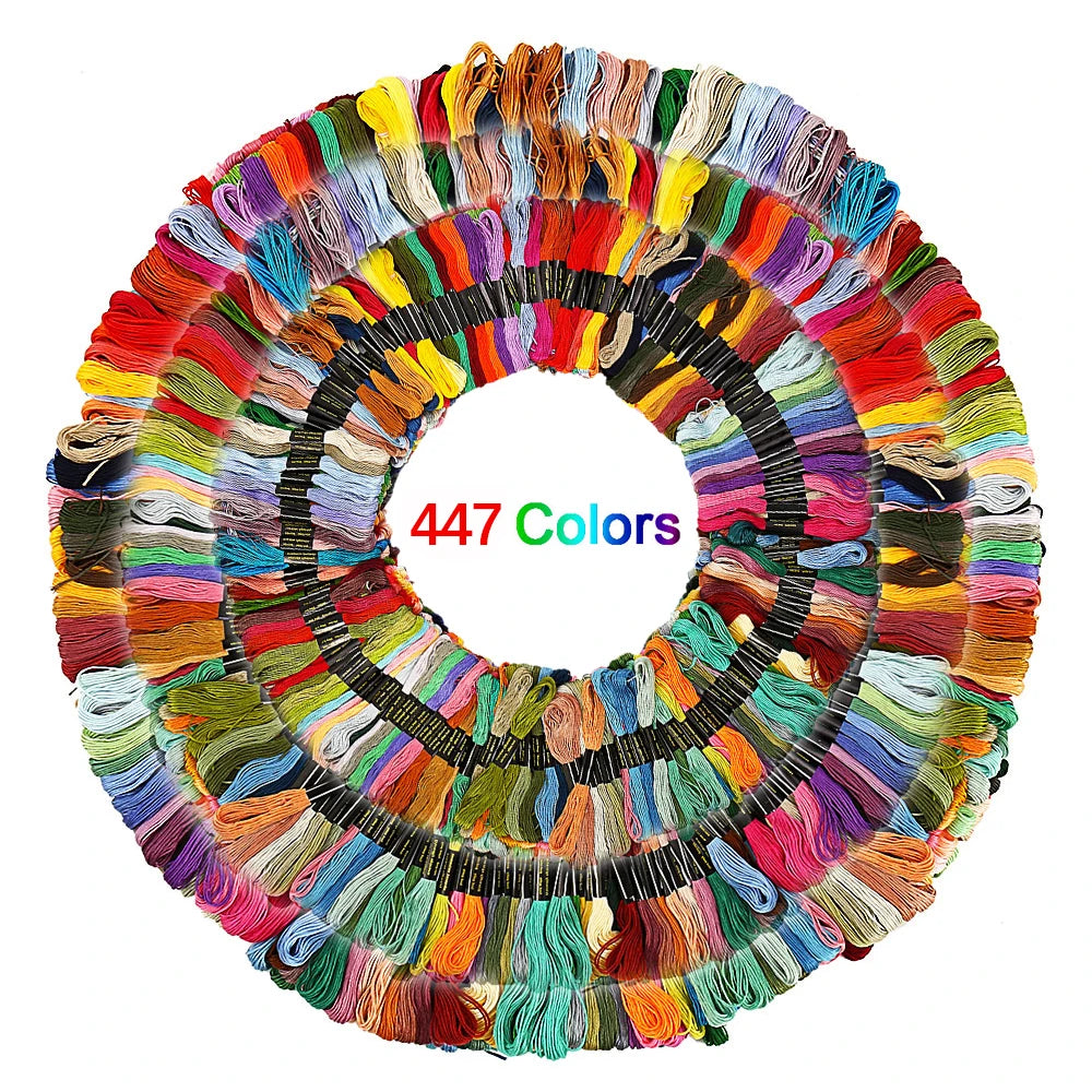 100/200/447pcs Mix Colors Embroidery Thread Cotton Sewing Skeins Craft Cross Stitch Floss Kit Line DIY Tools Make Bracelets by S And B Enterprise