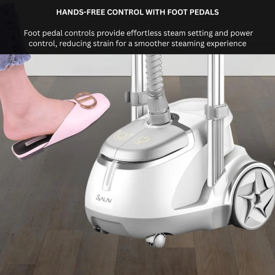 Abay Upright Garment Steamer With Roll Wheels Fabric Brush