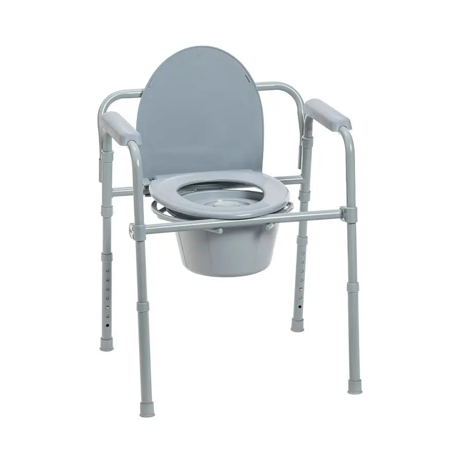 XMSJ Medical Folding Bedside Commode Chair 3in1 Portable Toilet Solution
