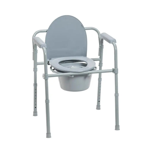 XMSJ Medical Folding Bedside Commode Chair 3in1 Portable Toilet Solution