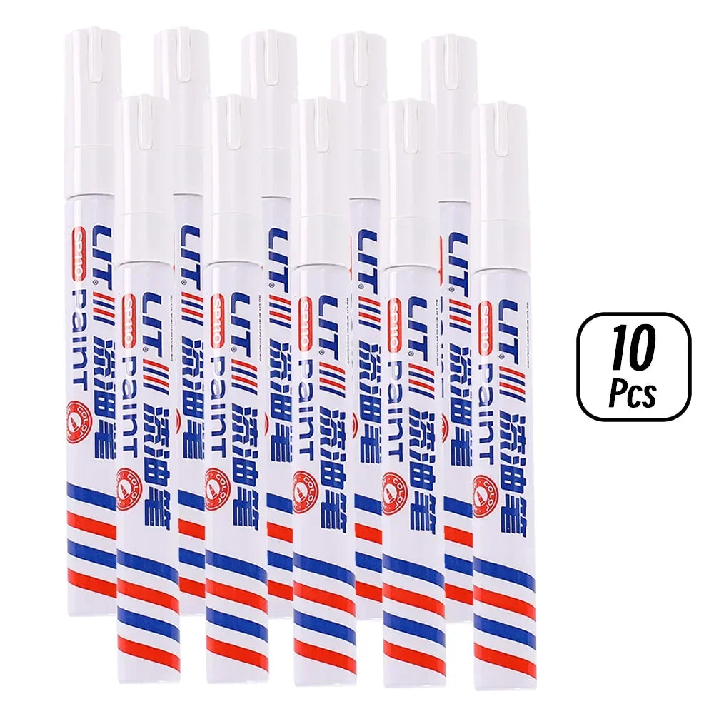 3mm 10p Colorful 8 Colors Permanent Paint Marker Waterproof White Markers tire tread rubber fabric Paint metal Paint Marker Pens by S And B Enterprise