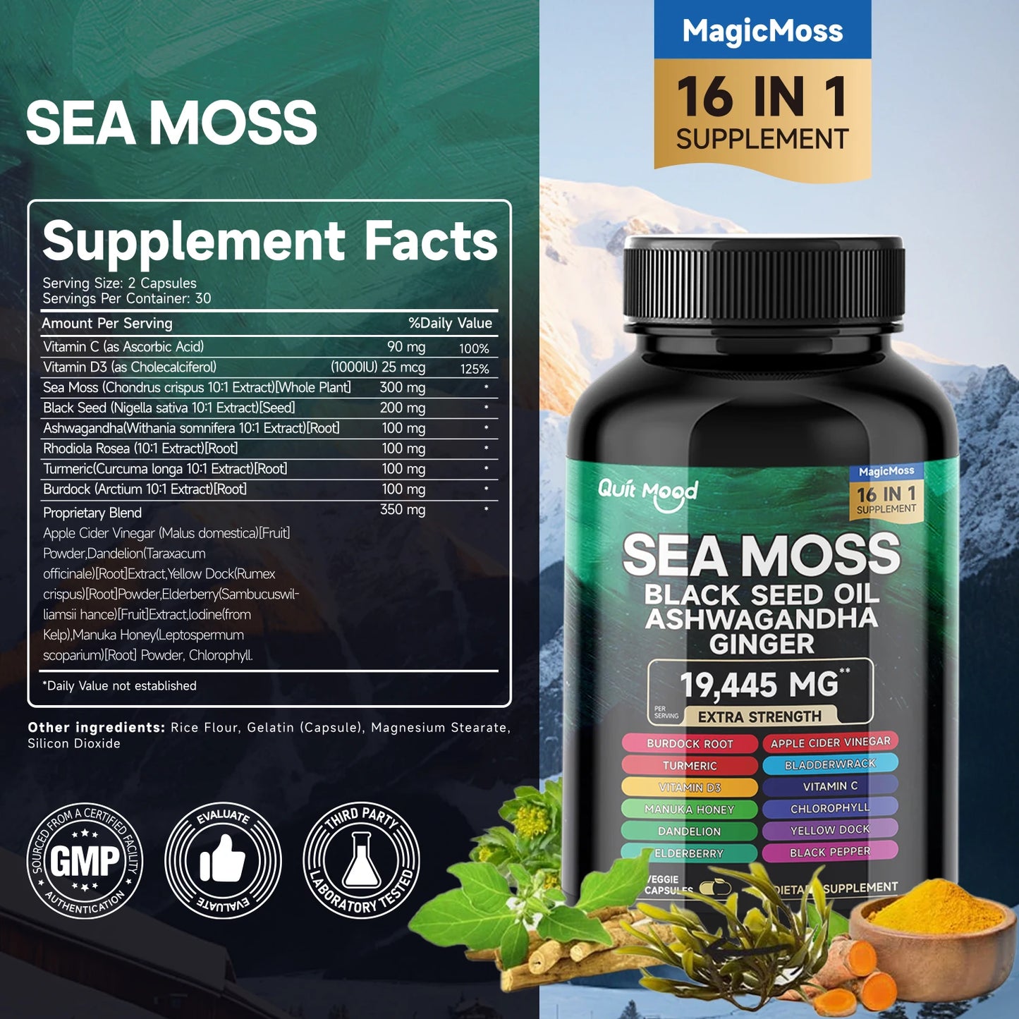 Quit Mood Sea Moss And Black Seed Oil Herbal Capsules by S And B Enterprise