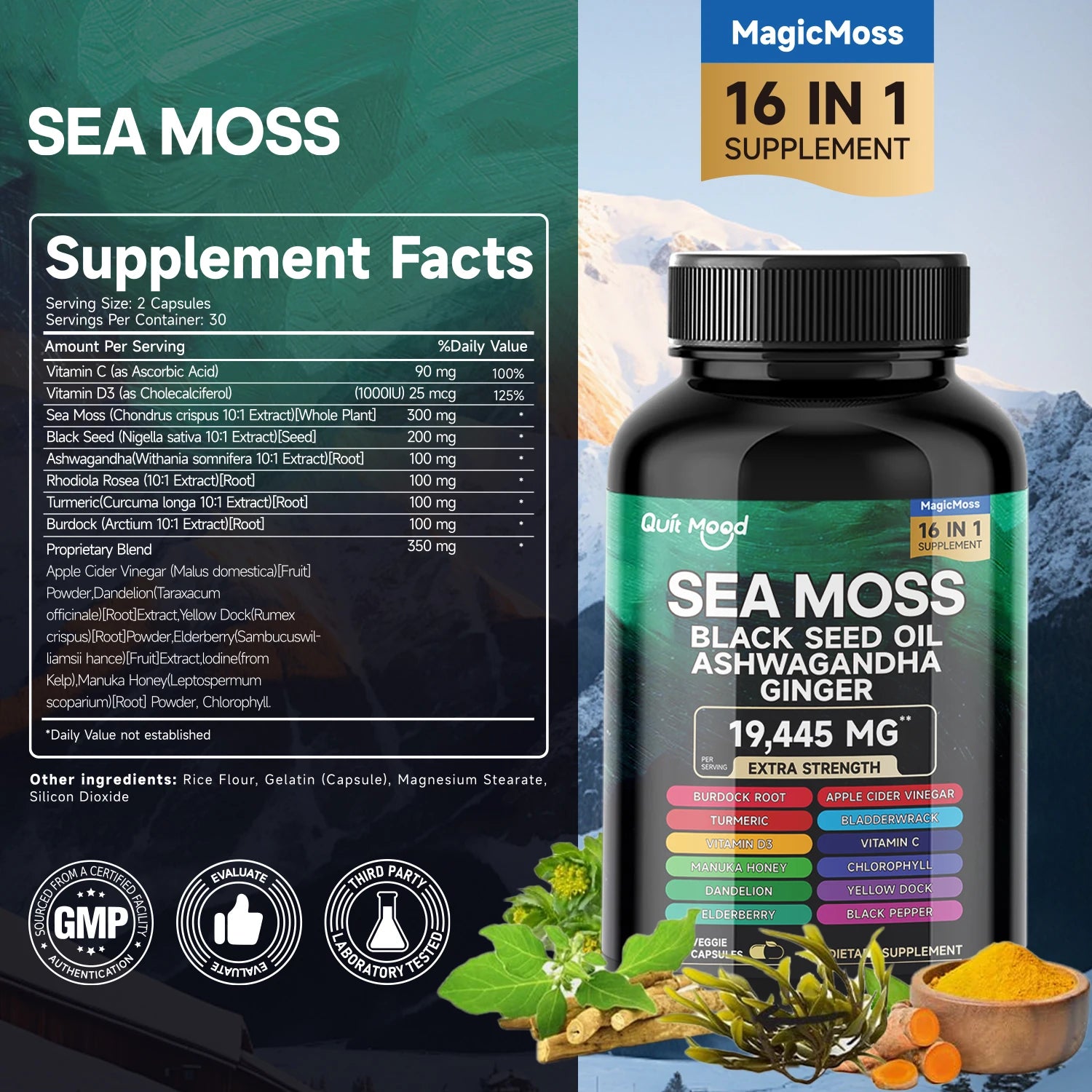 Quit Mood Sea Moss And Black Seed Oil Herbal Capsules by S And B Enterprise
