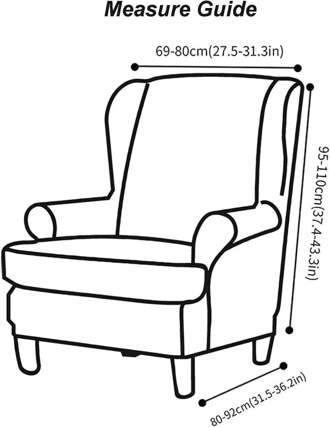 Printed Wing Chair Cover Wingback Stretch Spandex Armchair Covers Nordic Removable Relax Sofa Slipcovers With Seat Cushion Cover by S And B Enterprise