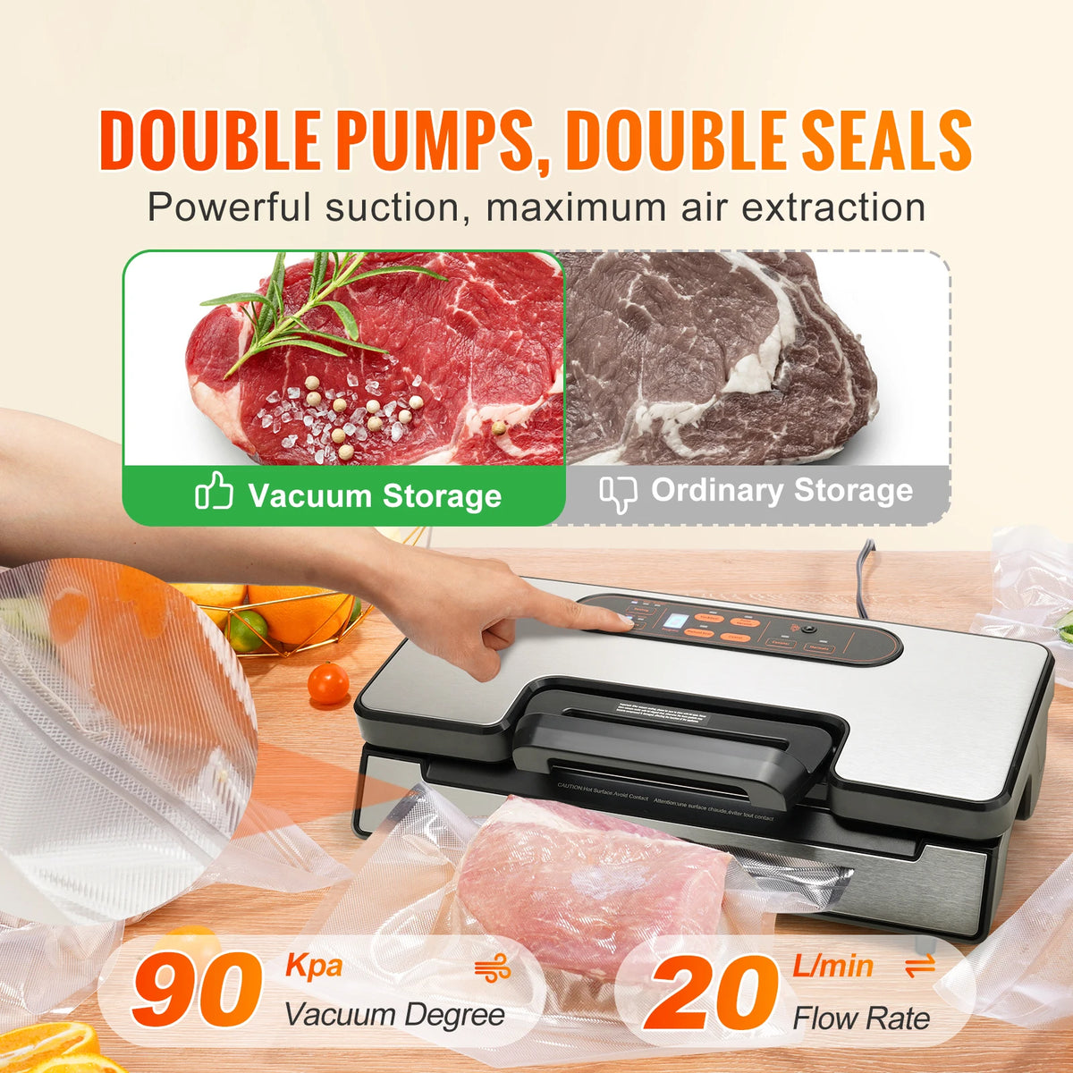 Vacuum sealer by S And B Enterprise (SucceBuy), 90 KPa, 130W with 10 free vacuum bags