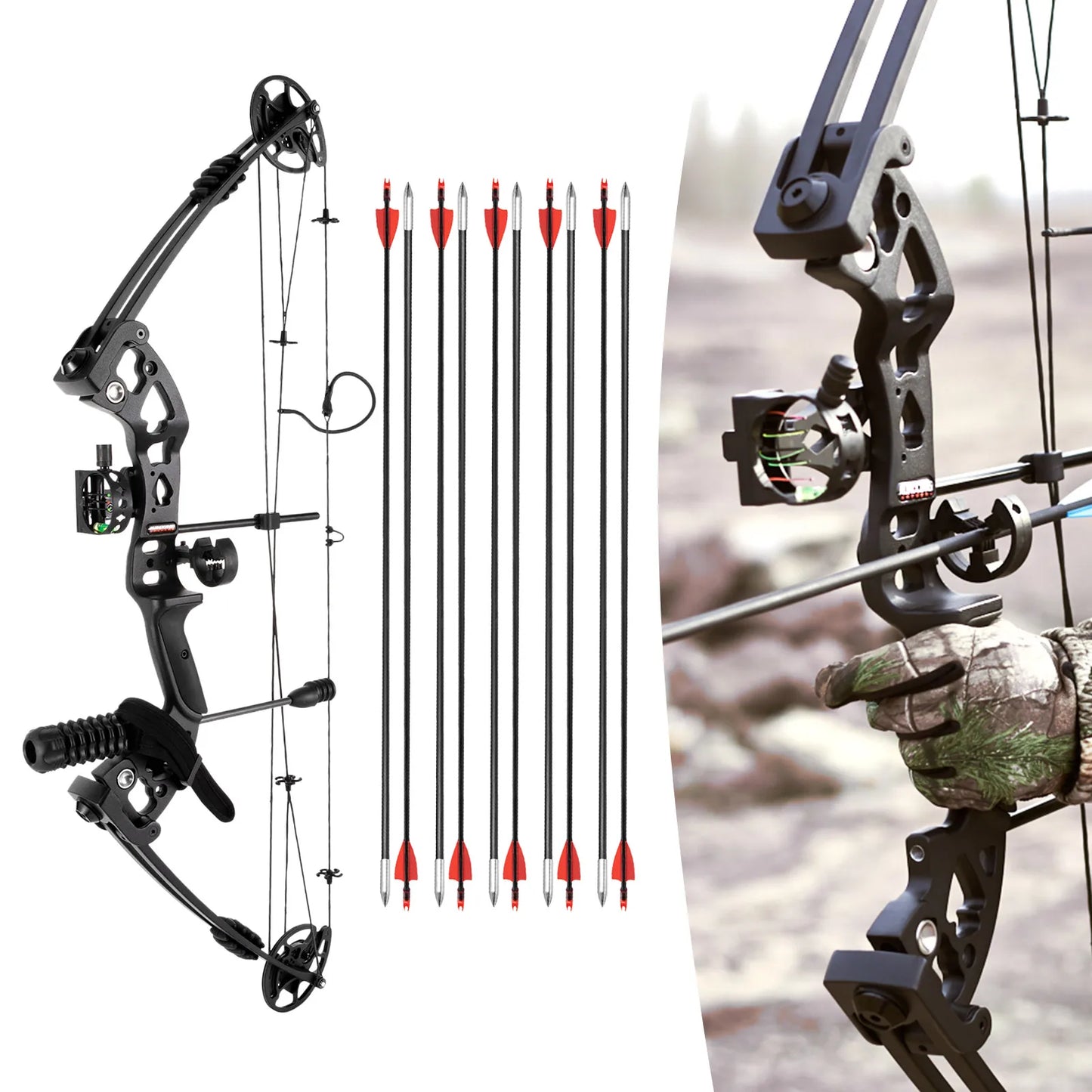 Compound Bow Arrow Set Right Hand Archery 30-55lb Draw 310FPS by S And B Enterprise