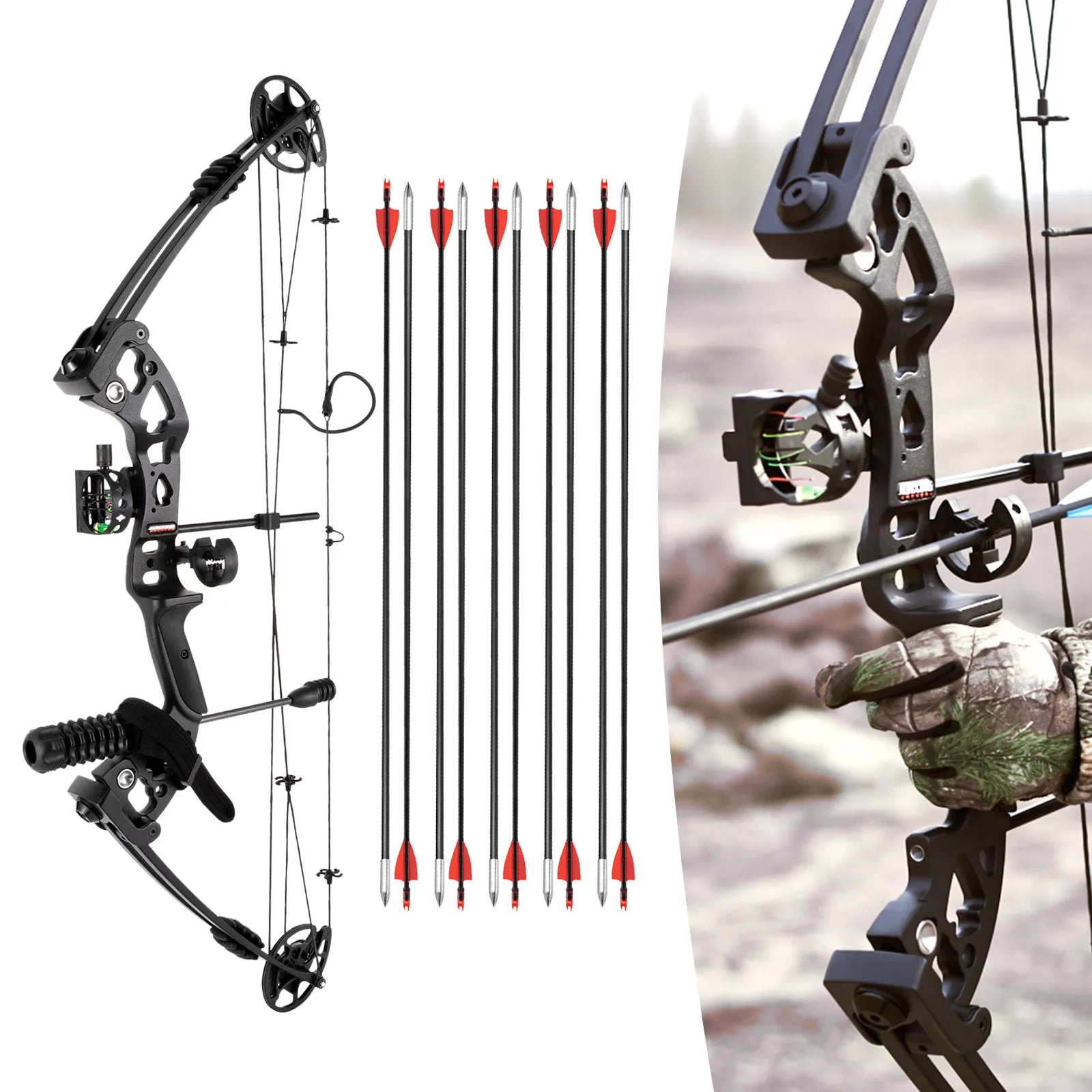 Compound Bow Arrow Set Right Hand Archery 30-55lb Draw 310FPS by S And B Enterprise
