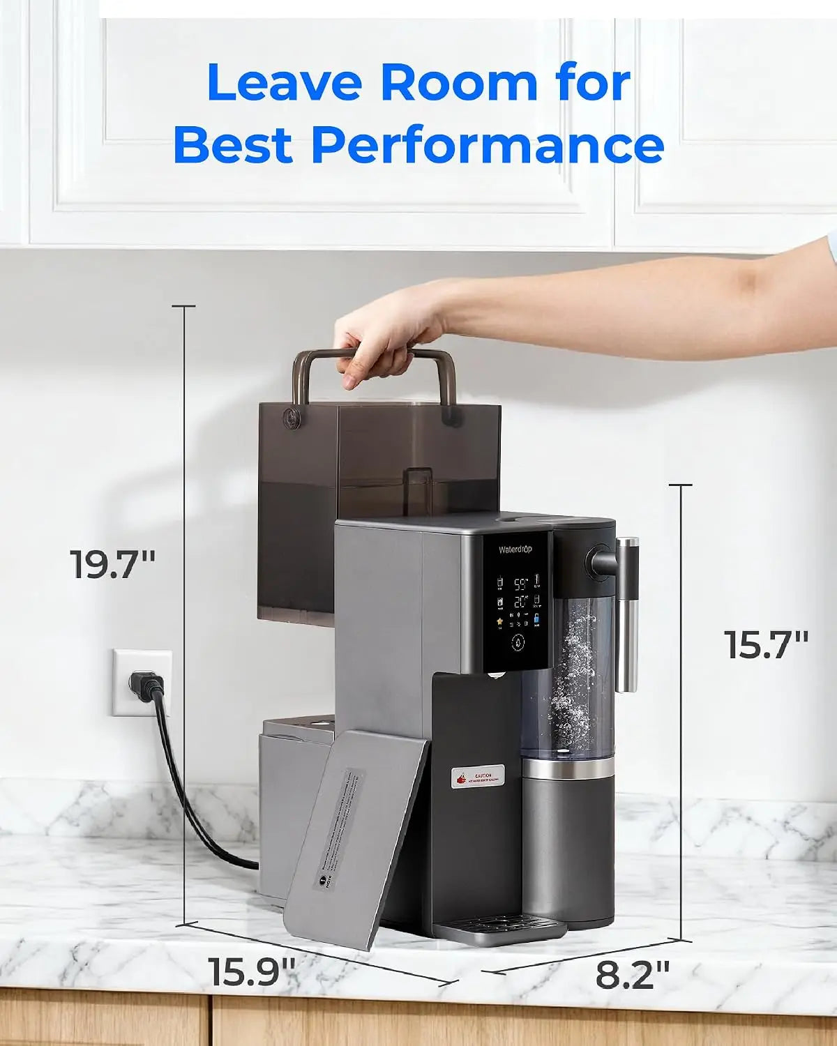 Waterdrop A2G Mineral Reverse Osmosis System Countertop, Instant Hot & Cold 6-Stage Filtration, 6 Temperature Settings, Hot & Cold & Room-Temp Water, 3:1 Pure to Drain
