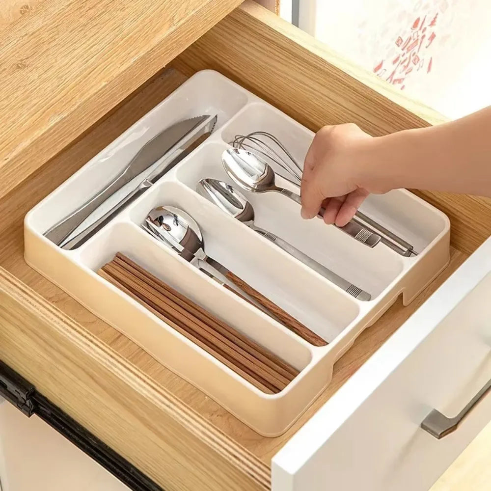 Multi Compartment Cutlery Tray Kitchen Drawer Organizer For Spoons by S And B Enterprise