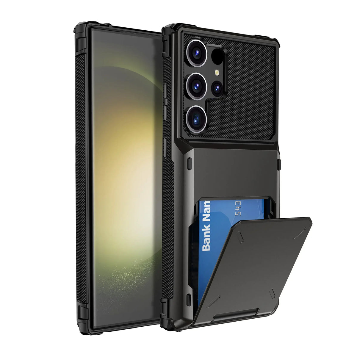 Rugged wallet case for Samsung Galaxy S25/S24 series by S And B Enterprise; black, dual-layer with card holder