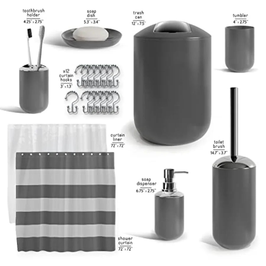 Bamboo Bathroom Accessory Set With Shower Curtain And Liner by S And B Enterprise