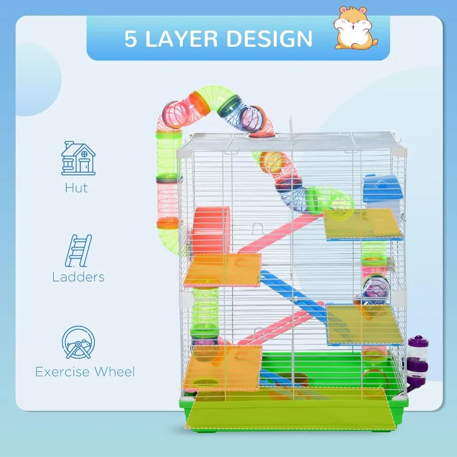 NONECN 5-Tier Hamster Cage With Tubes And Tunnels Durable