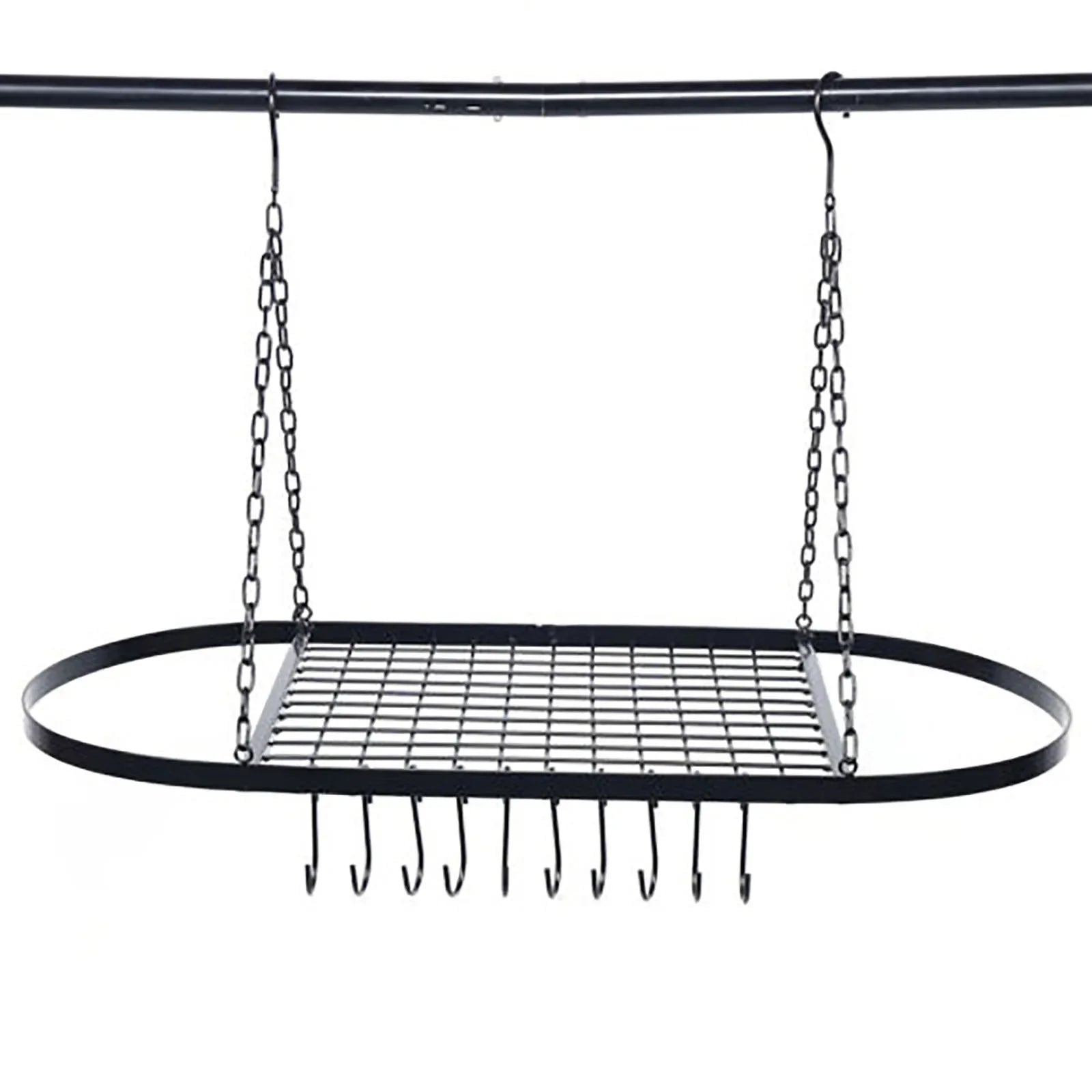 Iron Kitchen Wall Mounted Pot And Pan Rack With Hooks by S And B Enterprise