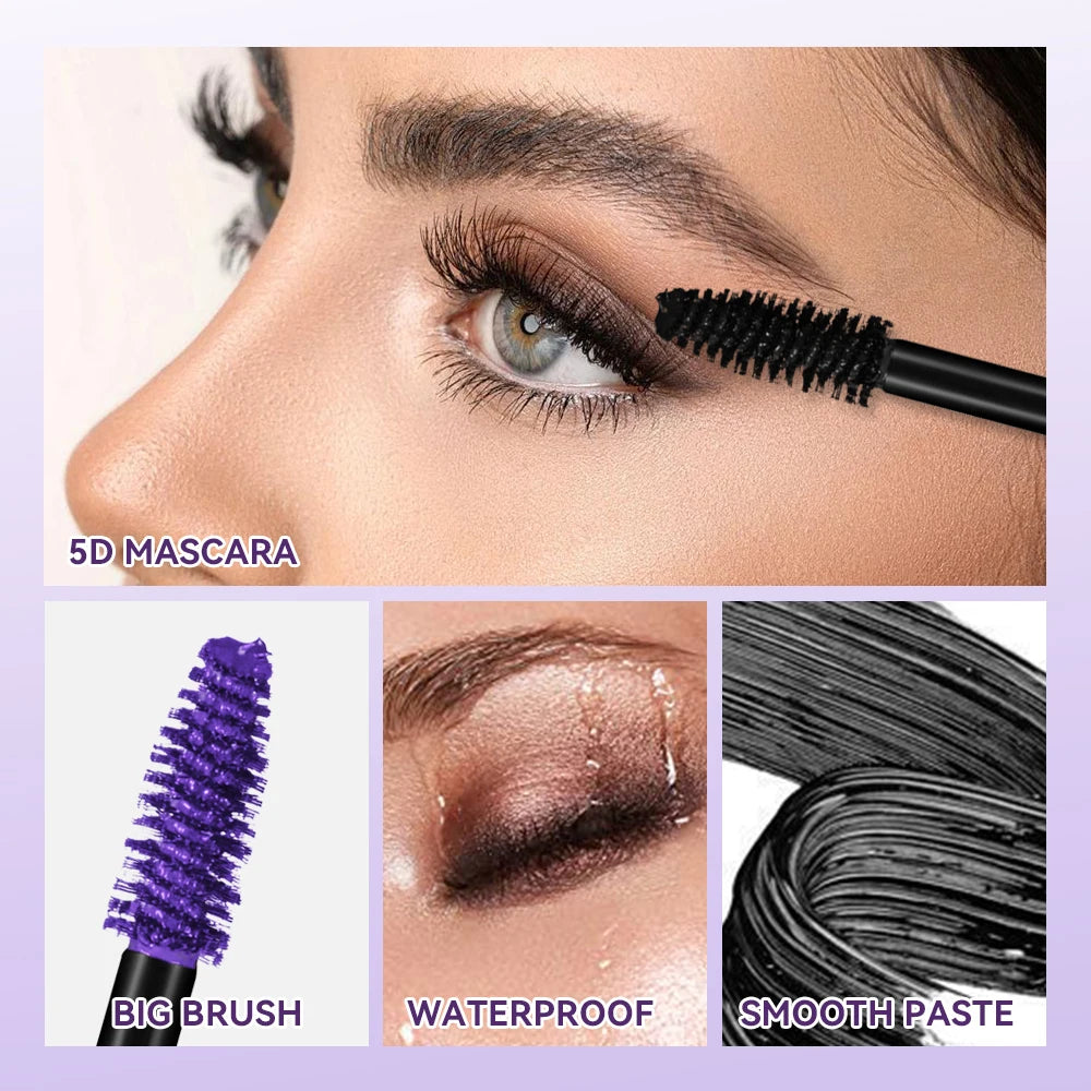 Lakerain 5D Mascara Eyelashes Waterproof Nourishing Smudge-Proof Lengthening Long-Lasting Intense Black Mascara Eye Makeup by S And B Enterprise
