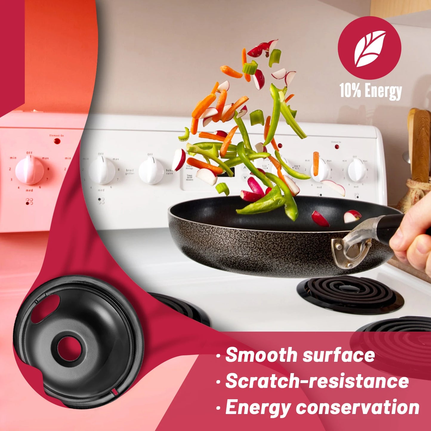 Cooktop Drip Pan Set For GE Hotpoint Stoves Pack Four